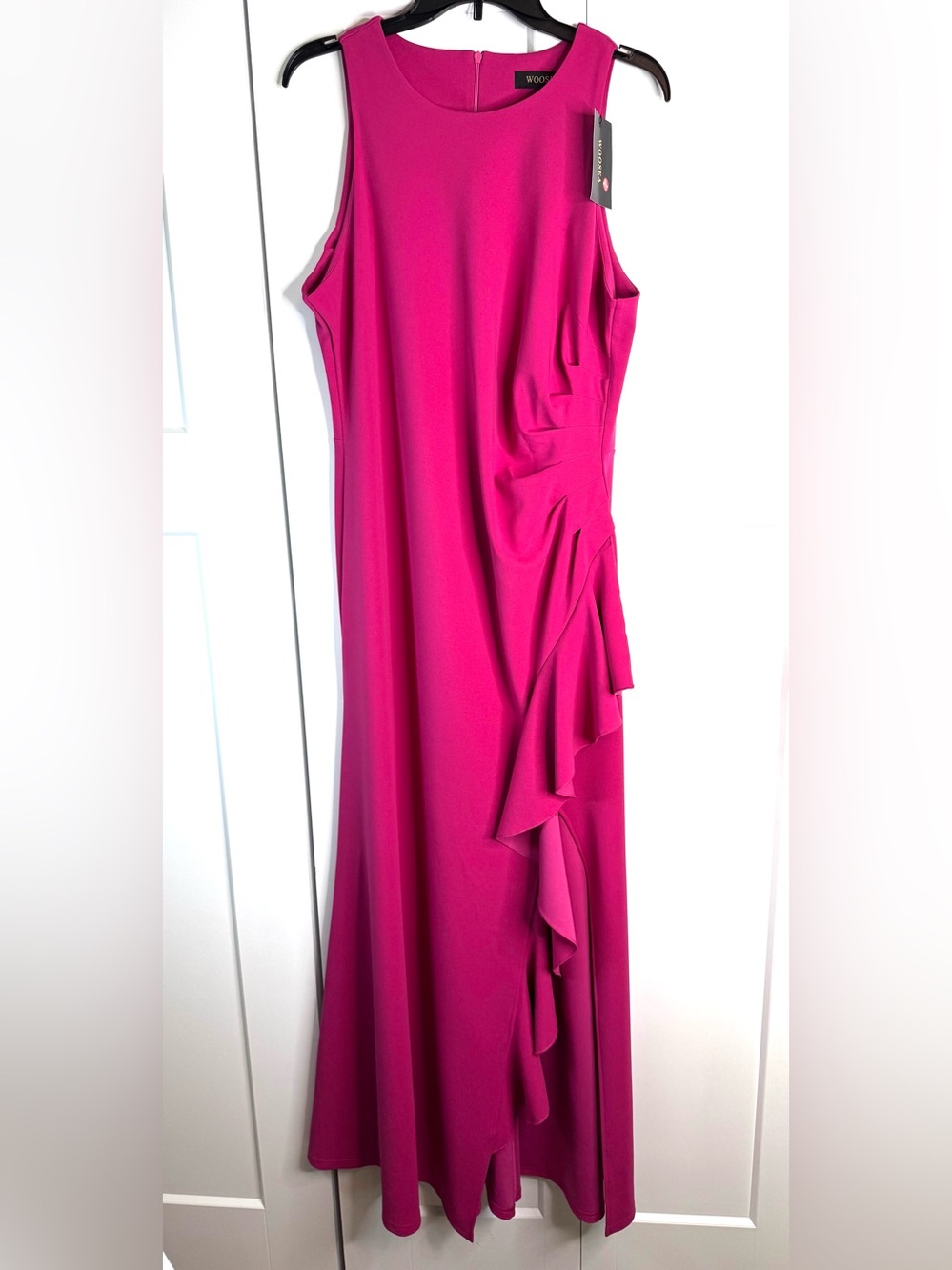Woosea Magenta 2XL Formal Party Dress maxi bodycon sleeveless ruffle ruched